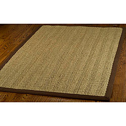 Hand-woven Diamonds Natural/ Medium Brown Seagrass Rug (6' x 9')