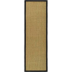 Hand-woven Diamonds Natural/ Black Seagrass Runner (2'6 x 8')