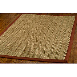 Hand-woven Diamonds Natural/ Red Seagrass Rug (4' x 6')