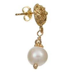 Charming Life 22k Gold Overlay Pearl Bali Earrings (10 mm)