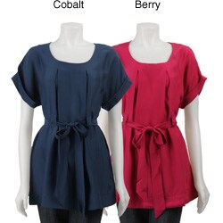 Sugar Lips Short-sleeve Tunic Top with Belt
