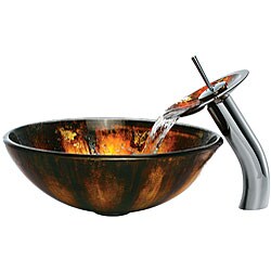 Vigo Glass Hand-painted Vessel Sink and Faucet