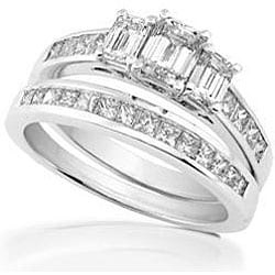 14k Gold 2ct TDW Emerald-cut Diamond Bridal Ring Set (H-I, SI-I)