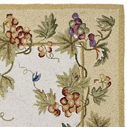 Hand-hooked Flora Ivory Wool Rug (3' x 10')