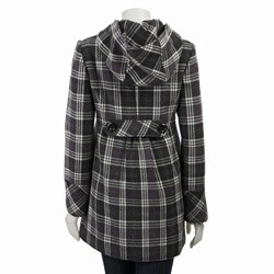 Nine West Women's Grey Plaid Toggle Coat