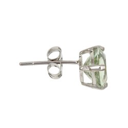 14k White Gold Green Amethyst Trillion Stud Earrings