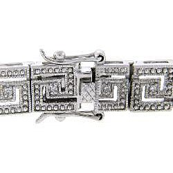 Sterling Silver 1/2ct TDW Diamond Greek Key Bracelet (J-K, I3)