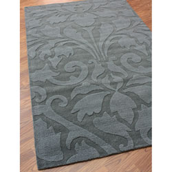 Handmade Alexa Neutrals and Textures Damask Grey Wool Rug (5' x 8')