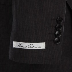 Kenneth Cole Slim Collection Men's Wool Brown Striped Suit