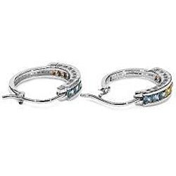 Sterling Silver Blue/ Orange/ Yellow Sapphire Earrings