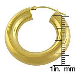 14k Yellow Gold Fat Tube Hoop Earrings