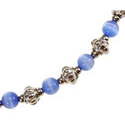 Silvertone Blue/ White Fusion Glass Necklace (Thailand)