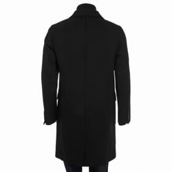 Cole Haan Mens 3 button Topper Coat with Lambskin Leather Trim