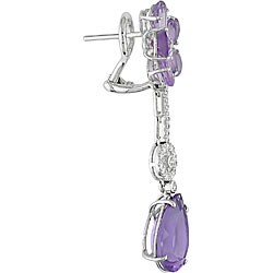 18k White Gold Amethyst and Rose de France Earrings