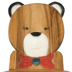 Handmade Acacia Wood Kids' Bear Design Chair (Thailand)