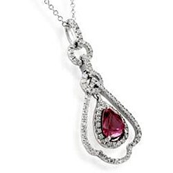 18k White Gold 3/8 carat TDW Pear Shaped Ruby and Diamond Pendant (G-H, SI)
