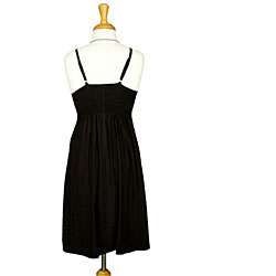 Hand-painted Hibiscus Mini Black Dress (Indonesia)
