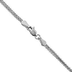 14k White Gold Three-row Satin Polished Bean Necklace