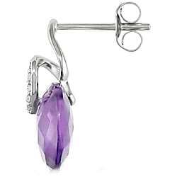 10k Gold Amethyst and Diamond Accent Spiral Earrings