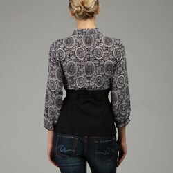 Signature By Larry Levine Women's Crepe Paisley Blouse