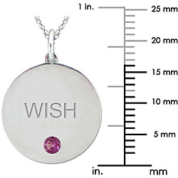 10k Gold June Birthstone Rhodolite Engraved 'WISH' Necklace