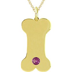 10k Gold June Birthstone Rhodolite Dog Bone Necklace