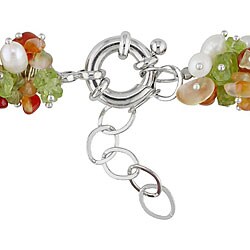 Carnelian, Quartz, and Pearl Bead Necklace