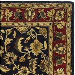 Handmade Heritage Heirloom Black/ Red Wool Rug (4' x 6')