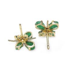 14k Gold Genuine Emerald Butterfly Earrings