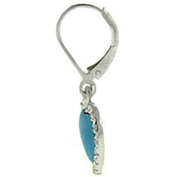 Sterling Silver Turquoise and CZ Heart Earrings