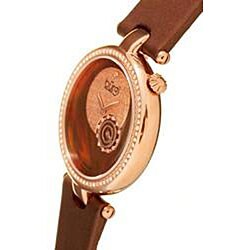 Burgi Women's Diamond-accented Brown Strap Watch