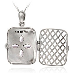 Glitzy Rocks Sterling Silver Marcasite and Amethyst Locket Necklace