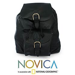 'Liquorice' Leather Backpack (Mexico)