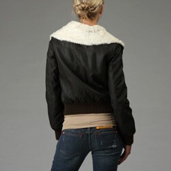 Levis Womens Dark Brown Faux Leather Bomber Jacket  