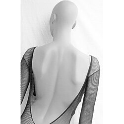 EMAJE' Women's Deep V-back Fishnet Bodystocking