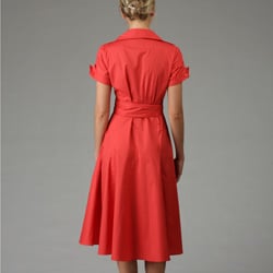 Sandro Women's Red Birch Poplin Notch Collar Dress