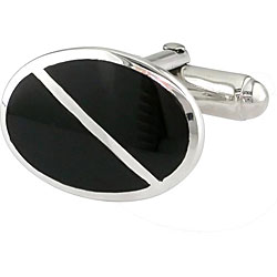 Sterling Silver Synthetic Onyx Cuff Links