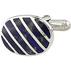 Sterling Silver Synthetic Lapis Cuff Links