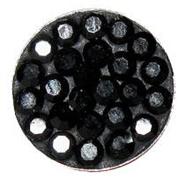Sterling Silver Jet Black Crystal Flat Round Stud Earrings