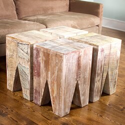 Stripped Wood Geometric Table (India)