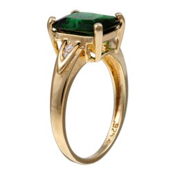 Caribe Gold  14k over Stelring  Silver Green and White Cubic Zirconia Ring