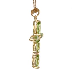 14k Yellow Gold Marquise Peridot Cross Necklace