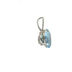 10k White Gold 8-mm Round Aquamarine Necklace