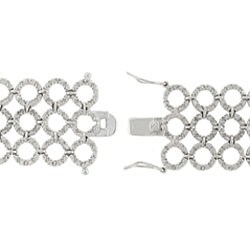 Sterling Silver 1ct TDW Diamond 3-row Circle Link Bracelet (J-K, I3)