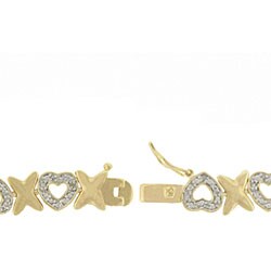 18k Gold over Silver 1/2ct TDW Diamond Heart and 'X' Bracelet (J-K, I3)