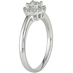 Miadora 14k White Gold 1/2ct TDW Diamond Halo Engagement Ring