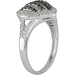 Miadora 10k Gold 1/3ct TDW Black and White Diamond Heart Ring (H-I, I2-I3)
