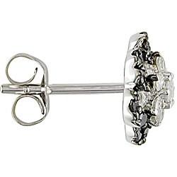 10k Gold 1/2ct TDW Black/ White Diamond Flower Earrings (H-I, I2-I3)