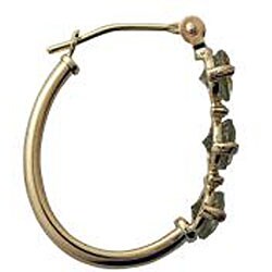 10k Yellow Gold Round-cut Green Amethyst and Diamond Hoop Earrings