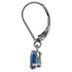 10k White Gold Blue Topaz Trillion Leverback Earrings